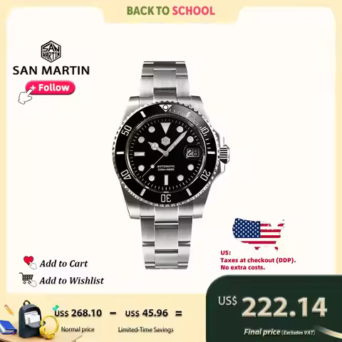 San Martin Watch New Upgraded Sub Men PT5000 ST2130 Automatic Diving Watches with Ceramic Bezel 200m