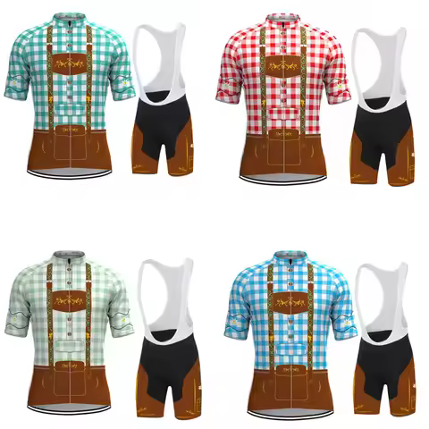Men New Cycling Jersey Set Summer Breathable Bike Jersey Bib Shorts Gel Pad Mountain Highway Bicycle
