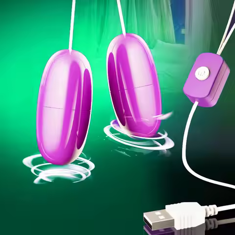 LONG Purple Waterproof USB Charging Double Jump Egg Vibrator Masturbator Stimulator Vaginal Massager