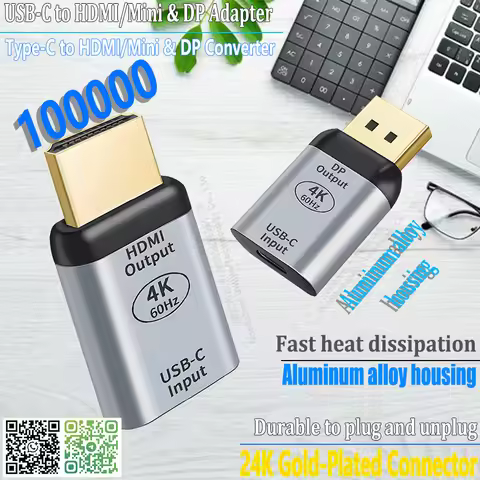 USB Type-C To HDMI/DP/Mini DP Adapter USB-C 4K 60Hz HD/DisplayPort/Mini DisplayPort Converter For Ma