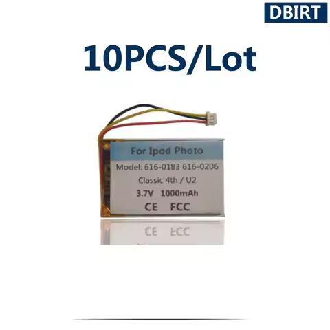 10PCS/Lot 616-0206 1000mAh Battery For Apple Ipod Classic 4th Gen / Photo U2 A1059 20 40GB MP4 MP5