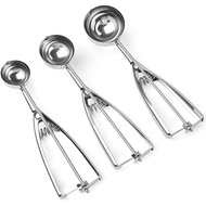 Ice-cream spoon,3 Cookie Spoon Set,Stainless Steel Ice Cream Scoop with Trigger Release,Cookie scoop