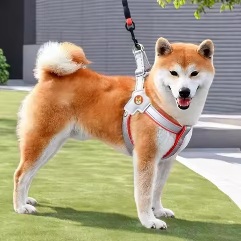 Shiba Inu Harness Pet Dog Harness Leash Set Reflective Adjustable No Pull Harness For Small/Medium D