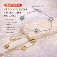 12 Zodiac Signs Minimalist Bracelet | Astrology Healing Energy Jewelry | Lucky Charm Birthday Gift f