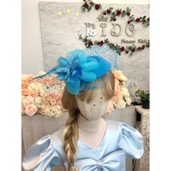 Children's Headband (Front Shop Is On Ratchada) KF673 Blue Large Flowers Mesh Bow Decorated With Fea