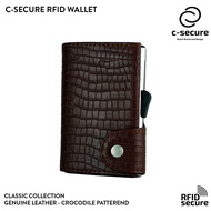 C-SECURE [พร้อมส่ง] กระเป๋าใส่บัตร กระเป๋าสตางค์ หนังแท้ ลายจระเข้ RFID Croco wallet