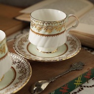 英國Elizabethan手繪蕾絲金紋細骨瓷茶杯組/咖啡杯/老件
