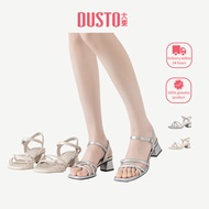 DUSTO High Heel Sandals Women Thick Heel Silver 5cm Beautiful Sandals Fashionable New Style DW25X055