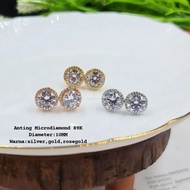 Microdiamond solitaire earrings, diamond earrings, semi-diamond/, VR earrings