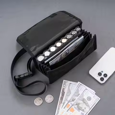 Multi Pocket Waist Bag Euro Coin Holder Portable Coin Storage Money Box Wallet Purse For Waiter Driv