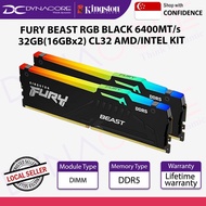 Kingston FURY Beast RGB 32GB (2 x 16GB) DDR5 6400MHz CL32 Desktop Memory Kit - KF564C32BBEAK2-32