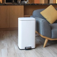 緩降靜音方垃圾桶大+小組-白色 30L+5L 買大送小