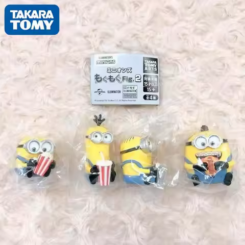 Takara Tomy Minions Capsule Gashapon Mini 3D Figurine Bob Kevin Stuart Otto Watching Movie Cinema Co
