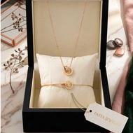 BV PERMATA ROUND GOLD ROSEGOLD SILVER LUXURY NECKLACE BRACELET SET