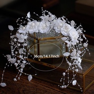 Super Fairy Bridal Handmade Flower Fringe Hair Comb Hair Ornament, Pair of Insert Comb Hair Ornament