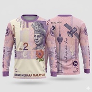 【READY STOCK】Malaysia Ringgit RM 1000 Polo T-Shirt Currency Banknote Print Collared Tee Breathable S