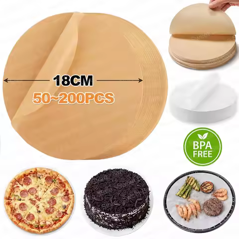 Baking Paper Cuts, Diameter 18cm Round Cooking Paper Sheets for Hot Air Fryer Cuts, for Cakes, BBQ, 