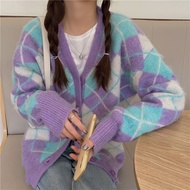 KAY PREMIUM WOMAN KNIT ARGYLLE CARDIGAN KOREAN STYLE KNIT CARDIGAN WINTERWanita