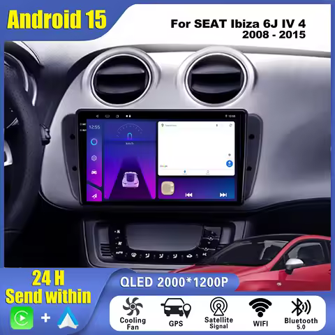 Android 15 Car Radio For Seat Ibiza 6j 2008 - 2015 Multimedia Player Carplay Auto AI Voice 5G GPS 2 