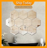 {SA wallpaper} Mirror sticker wall net red stitching mirror glass self-adhesive hexagonal diamond ba