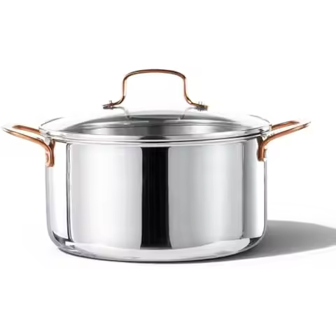 CAROTE 8 Qt Tri-Ply Stainless Steel Stockpot, Non-Toxic Stock Pot with Lid, Soup Pot for Pasta, Even