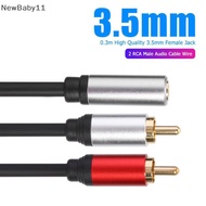 NB  1 Female To 2 Male RCA Y Splitter Adapter Cord Gold Plated Plug For Speaker Amplifier Sound System 0.25m Audio Cable n