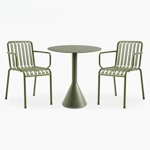 Best Selling Olive Green Restaurant Coffee Outdoor Dining Table Set Metal Garden Patio Bistro Dining