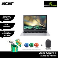 Acer Aspire 3 A315-43-R6UW | Ryzen 5 5500U | 16GB | 512GB | AMD Radeon | W11H | 15.6" Laptop - Pure Silver