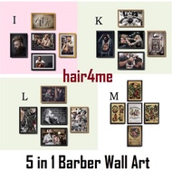 Barber Wall Art Picture Poster in  Frame K L M Series 5 Pieces Set