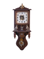 機械鐘錶客廳中式掛鐘家用復古鐘表古典木質古董時鐘半機械豪華裝飾石英鐘