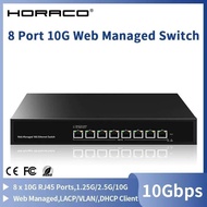 HORACO 10Gb 8 Port Web Managed Ethernet Switch 10000Mbps Network Switch 160G Bandwidth Homelab Netwo