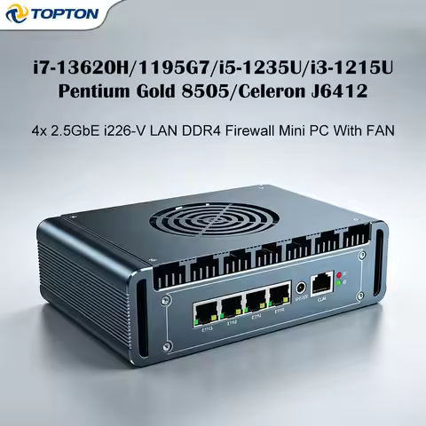 Solid Firewall Mini PC With FAN Intel i7 13620H i3 1215U 8505 4x2.5G LAN i226-V DDR4 NVMe Router Hom