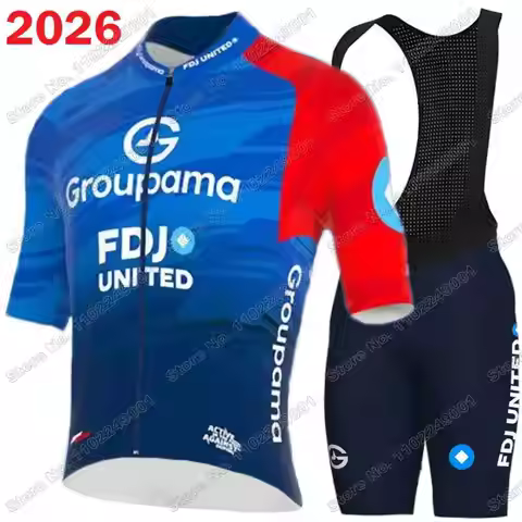 2026 Team FDJ Cycling Jersey Set Italy France Spain Tour Cycling Clothing Men Road Bike Shirts Suit 