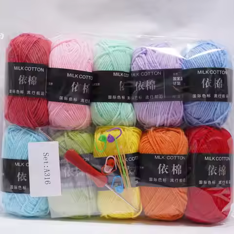 10Pcs 500g 4Ply Milk Cotton Yarn for Knitting Crochet, Wool Cotton Yarn DIY Material Pack for Hand-K