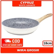 Cypruz 18cm Frying Pan Putih Granite | Wajan Keramik | Penggorengan Anti Lengket | Teplon Granit Cer