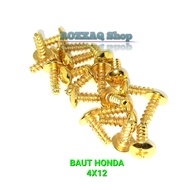 20 PCS Baut Body Honda Warna GOLD 4x12 Baut Cover Body Honda Baut Body Samping Beat pop fi street Va