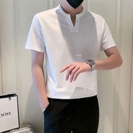 Men V-neck T-shirt Fashionable Casual Men Tshirt Basic Korean Short Sleeve Tee Summer Youth TopM-4XL