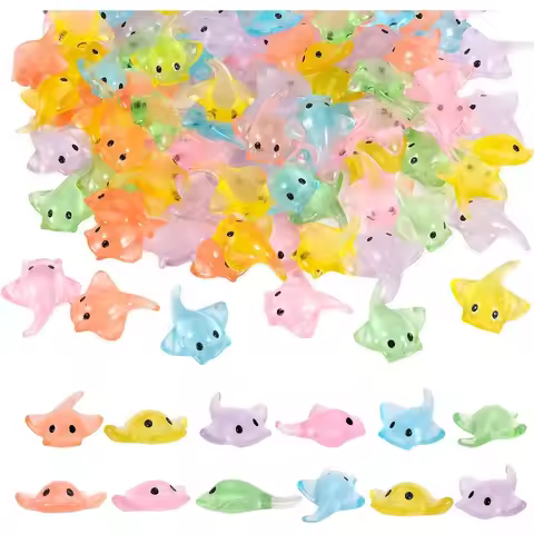 100/50Pcs Miniature Sting Ray Figurines Sculpture Realistic Resin Sting Ray Cake Topper Mini Sting R