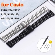 Watch Band for Casio F-91W F105 F108 A158W A168 AE1200 AE1300 Replacement Watchstrap Metal Band 18mm