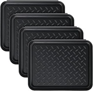 4 Pcs Boot Tray for Entryway Black Small Shoe Tray Waterproof Shoe Mat Front Door 13.78 x 10.83 x 1.