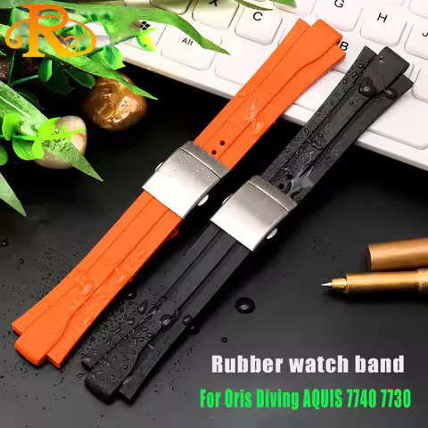 For Oris Diving AQUIS 7740 7730 Water Ghost Sports Watch Belt Strap Men Fluoro Rubber Waterproof Wat
