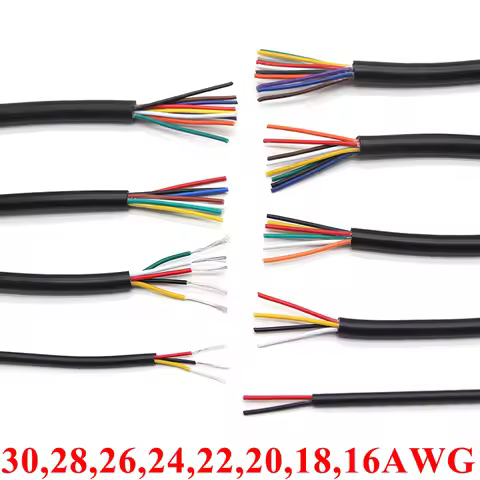 2/5/10M 28 26 24 22 20 18 16 AWG UL2464 Sheathed Wire Cable Copper Signal Cable 2 3 4 5 6 7 8 10 Cor