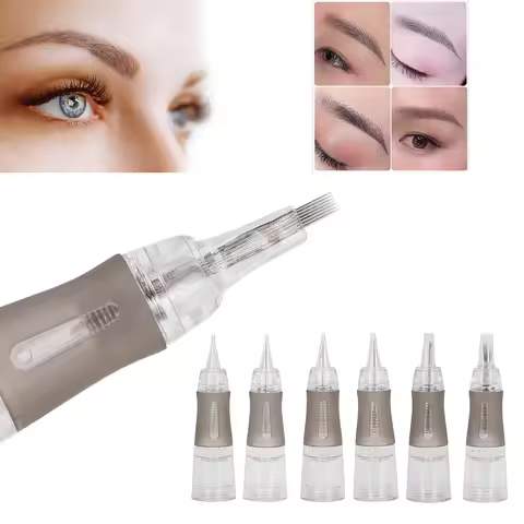 10pcs Disposable Microblading Tattoo Needles Eyebrow Semi-Permanent Makeup Cartridge Needles Steel N