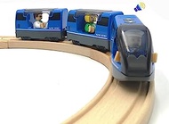 Battery Operated Train for Wooden Train Track Set Toys High Speed for Toddlers 3 4 5 Year Old Boys Kids Magnetic Couplings City Vehicle with Figures(Without Battery)