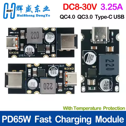 QC4.0 QC3.0 Type-C USB PD 65W Fast Charging Adapter Module DC8-32V 3.25A 65W Step Down Module For Hu