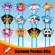 MAYWI Cartoon Pocket Kite, Capybara Kuromi Flying Toy,  Supple Good Flying 50 Meter Kite Line Flying