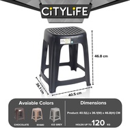 Citylife Plastic Stool Simple Modern Premium Stackable Living Room Dining Chair Stool - (Hold Up To 120kg) D-2040