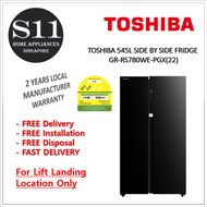 TOSHIBA 545L SIDE BY SIDE FRIDGE  GR-RS780WE-PGX(22)+2 YEARS LOCAL SG WARRANTY + FREE DELIVERY
