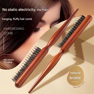 Wooden Comb Boar Bristle Wood Slim Comb Hairbrush Hairdressing Styling Hair Sectioning Brush 3 Row N