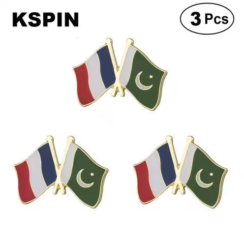 France & Pakistan Flag Lapel Pin Friendship Flag Badge Flag pin 3pcs A Lot